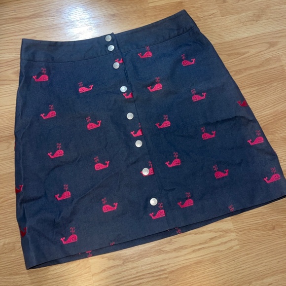 Lilly Pulitzer Button Front Skirt with Pink Whales - Picture 2 of 5